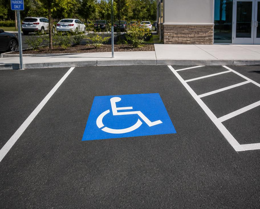 Freshly marked disabled parking bay