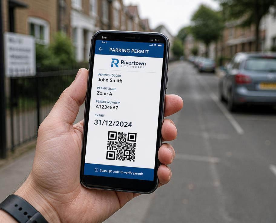 Digital parking permit on a smartphone