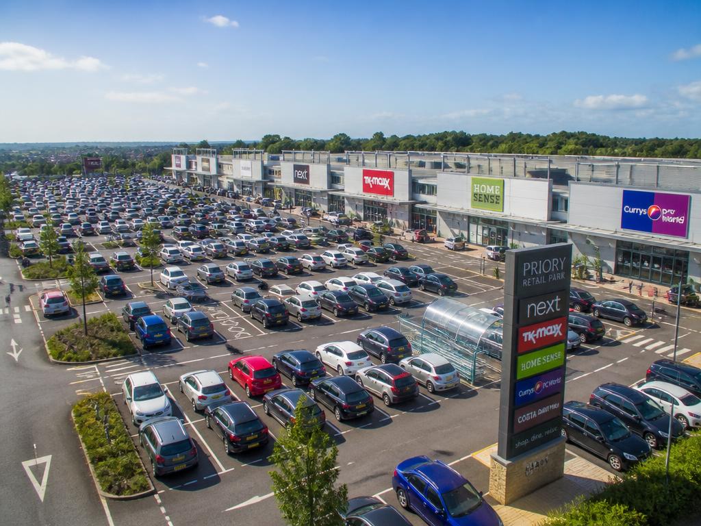 Busy retail park car park